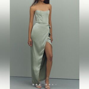 Elegant Strapless Green Dress